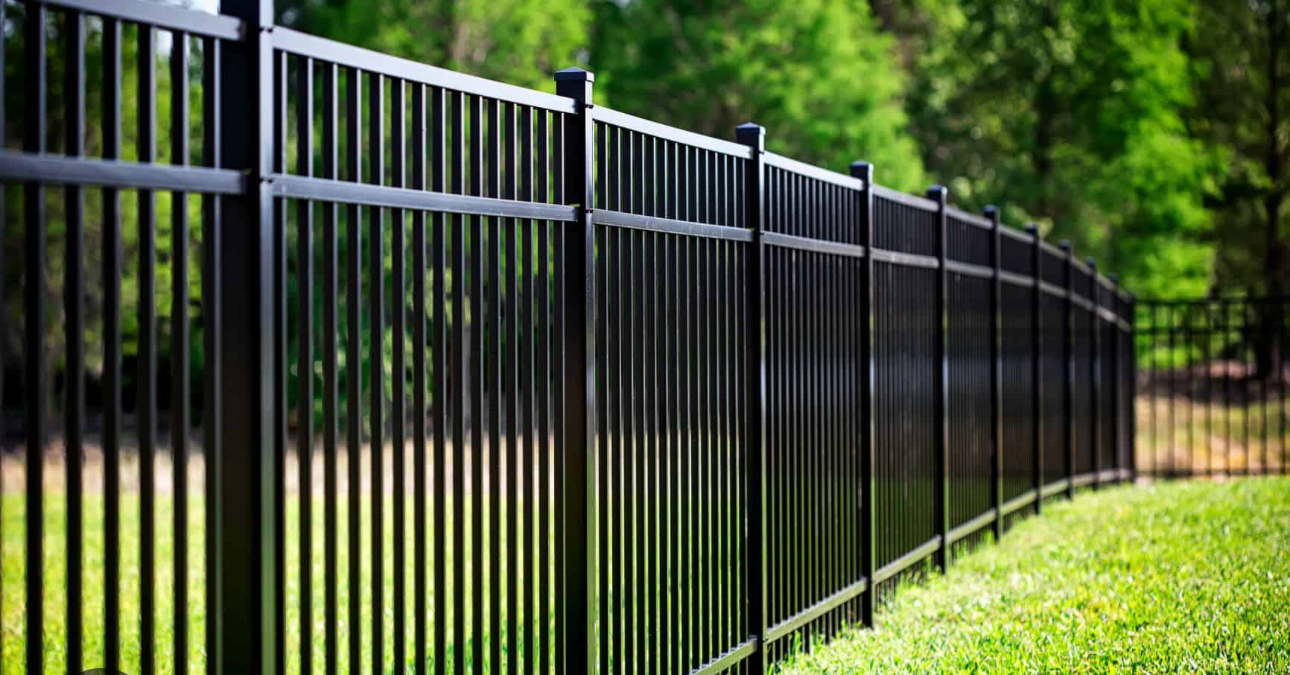 Black aluminum security fence