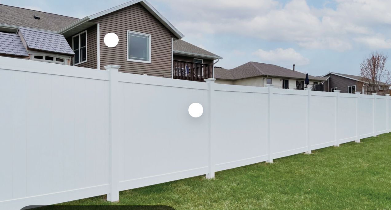 White vinyl privacy fence installation